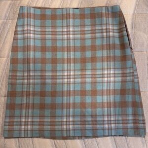 Talbots Petite Multi Charming A-Line Pencil Skirt Lt Blue, Tan Plaid, 6p